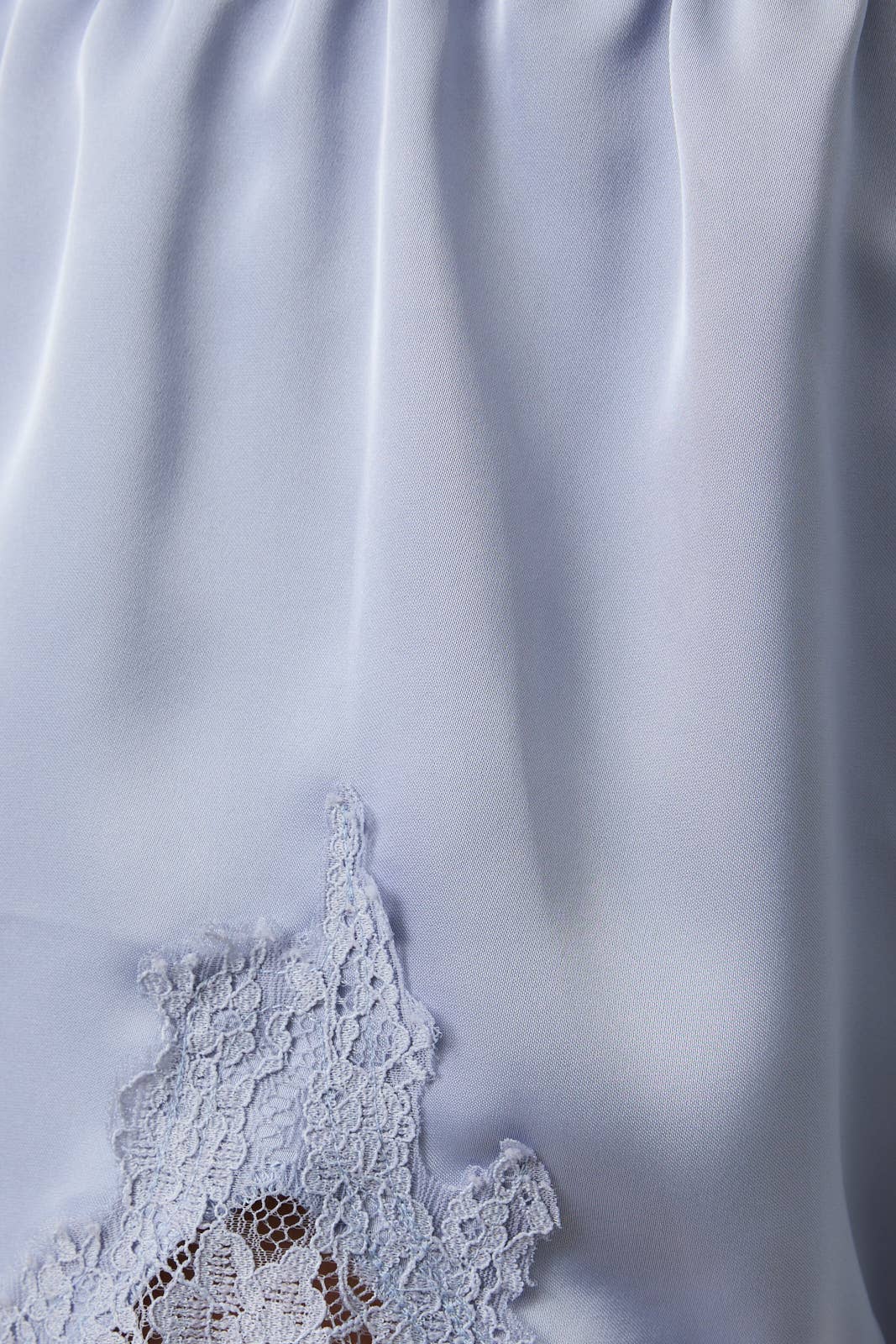 A New Arrival ELASTIC WAIST MID RISE LACE TRIM SHORTS: BABY BLUE