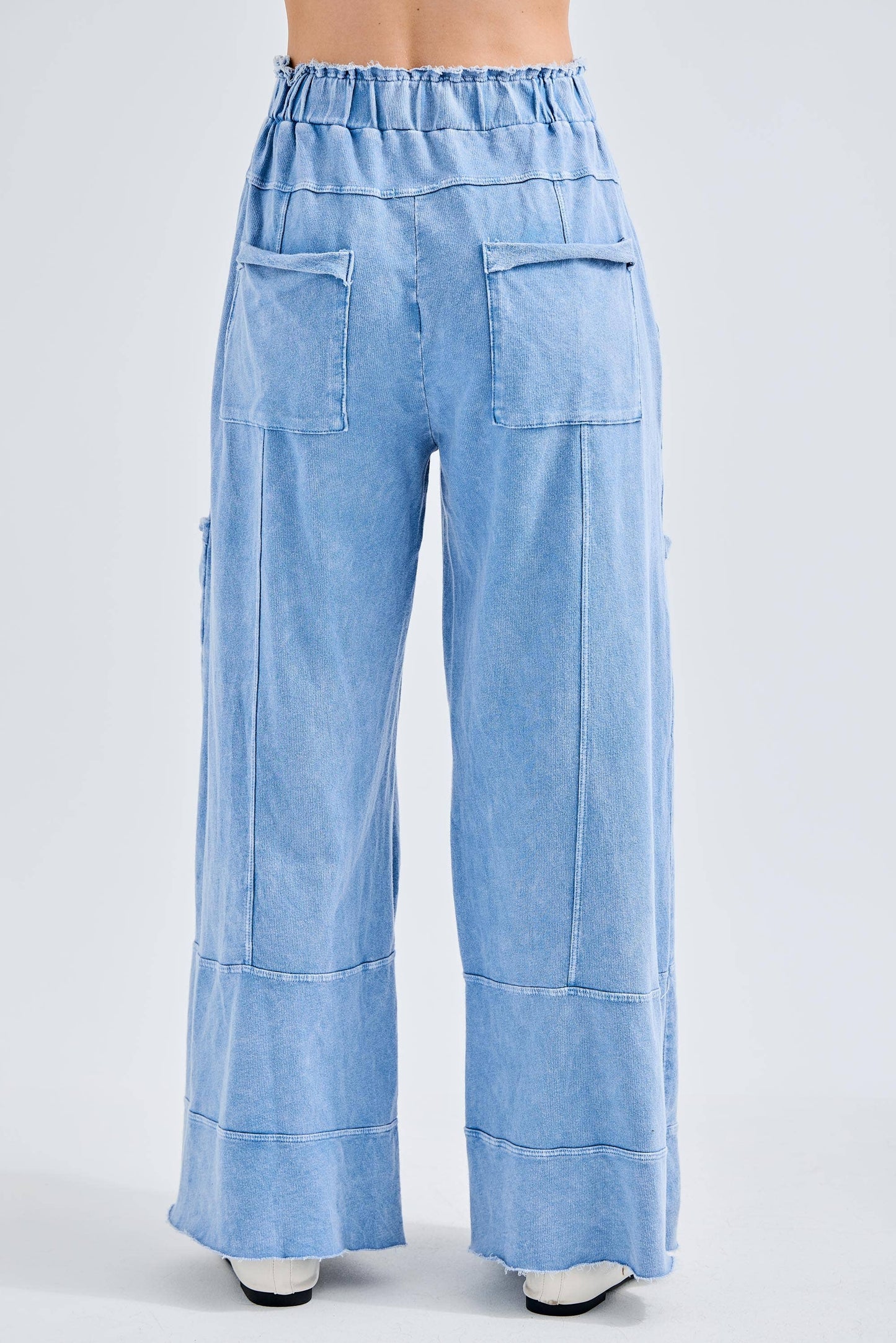 BEST Mineral Wash Wide leg Cropped pants : Denim Blue