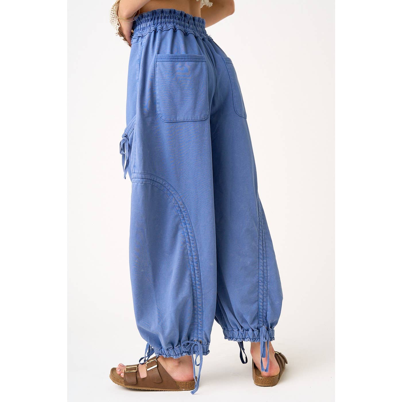 A New Arrival WASHED FRENCH TERRY DROP POCKET BALLOON PANTS: FRENCH BLUE