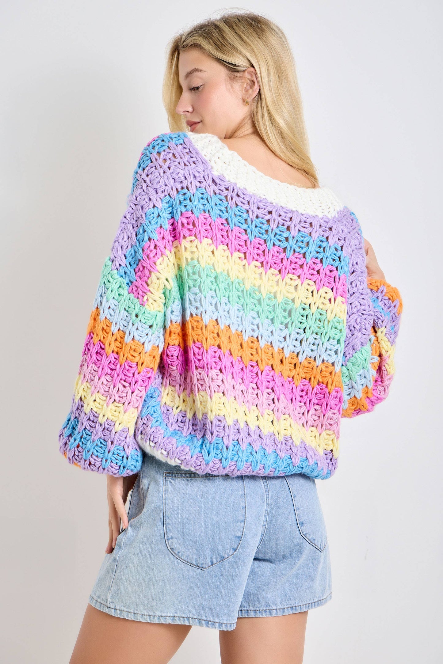 A New Arrival Rainbow Chunky Knit Oversized Cardigan: RAINBOW 🌈
