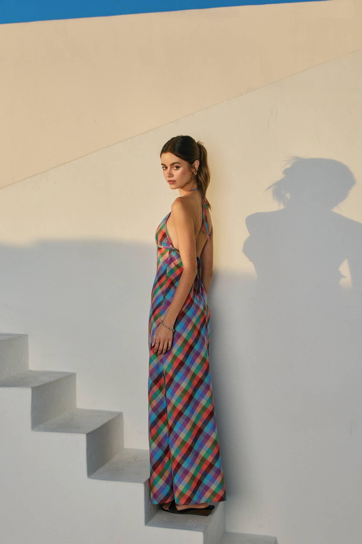 A New Arrival               Vibrant Vines Triangle Top Halter Maxi Dress: ROMANTIC PEONY