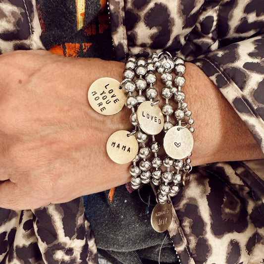 Stainless Steel & Brass Coin Tag Bracelets: 8 / Love You More