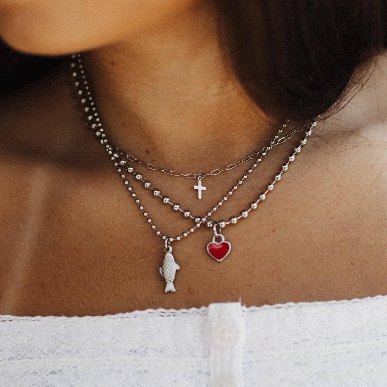 Fish Charm Necklace: 18"