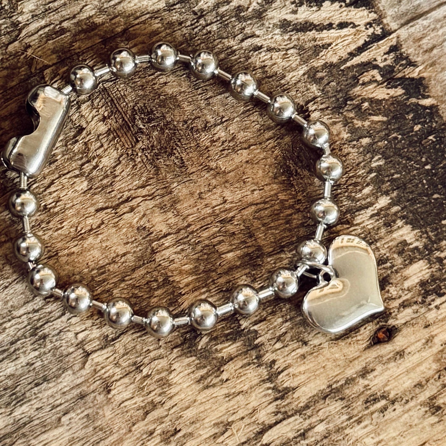 Stainless Steel Heart Charm Bracelet : 7