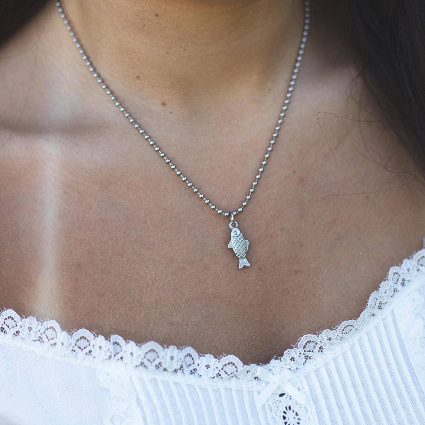 Fish Charm Necklace: 18"