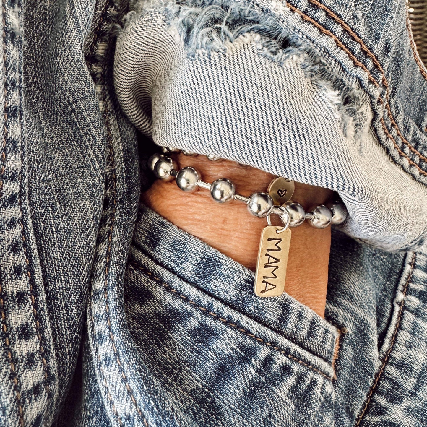 Hand Stamped Mama Tag Bracelet : 7.5