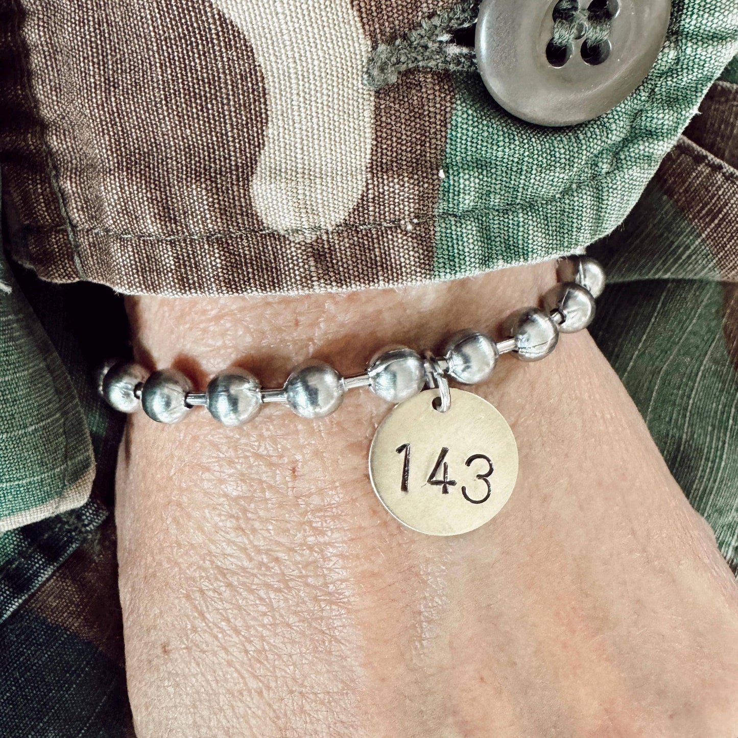 Stainless Steel & Brass Coin Tag Bracelets: 8 / Mama