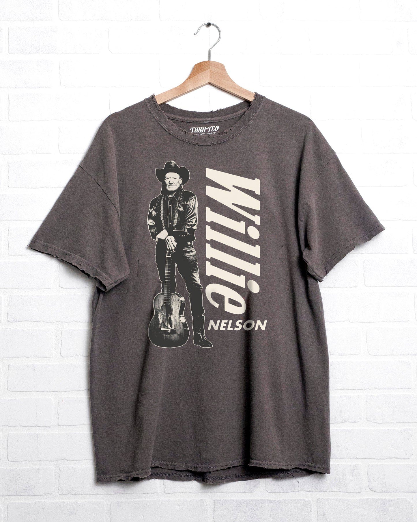 Willie Nelson Stand Charcoal Thrifted Licensed Graphic Tee: XL