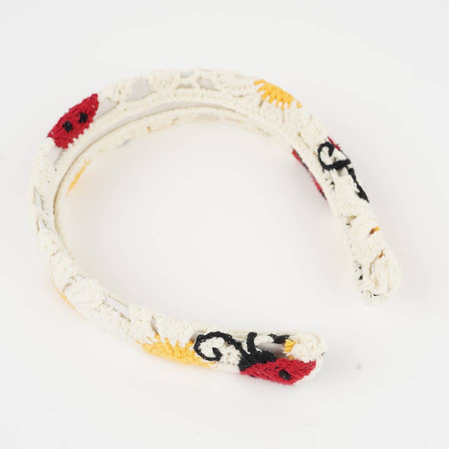 Boho Floral Daisy Cherry Cute ladybug Crochet lace headband
