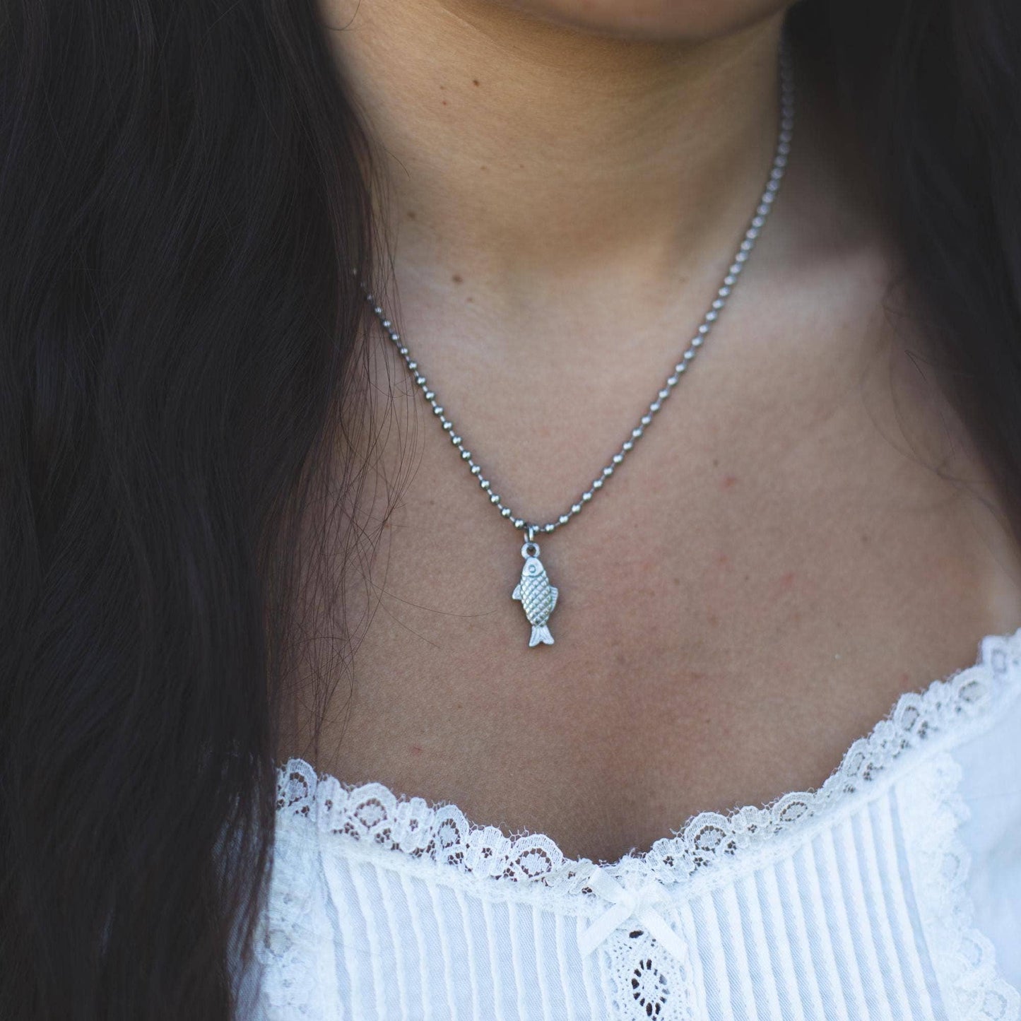 Fish Charm Necklace: 18"