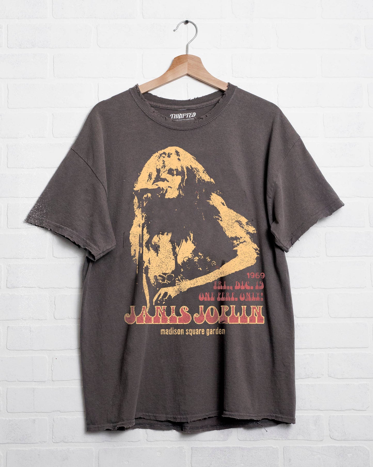 Janis Joplin Madison Square Garden Charcoal Thrifted Tee:
