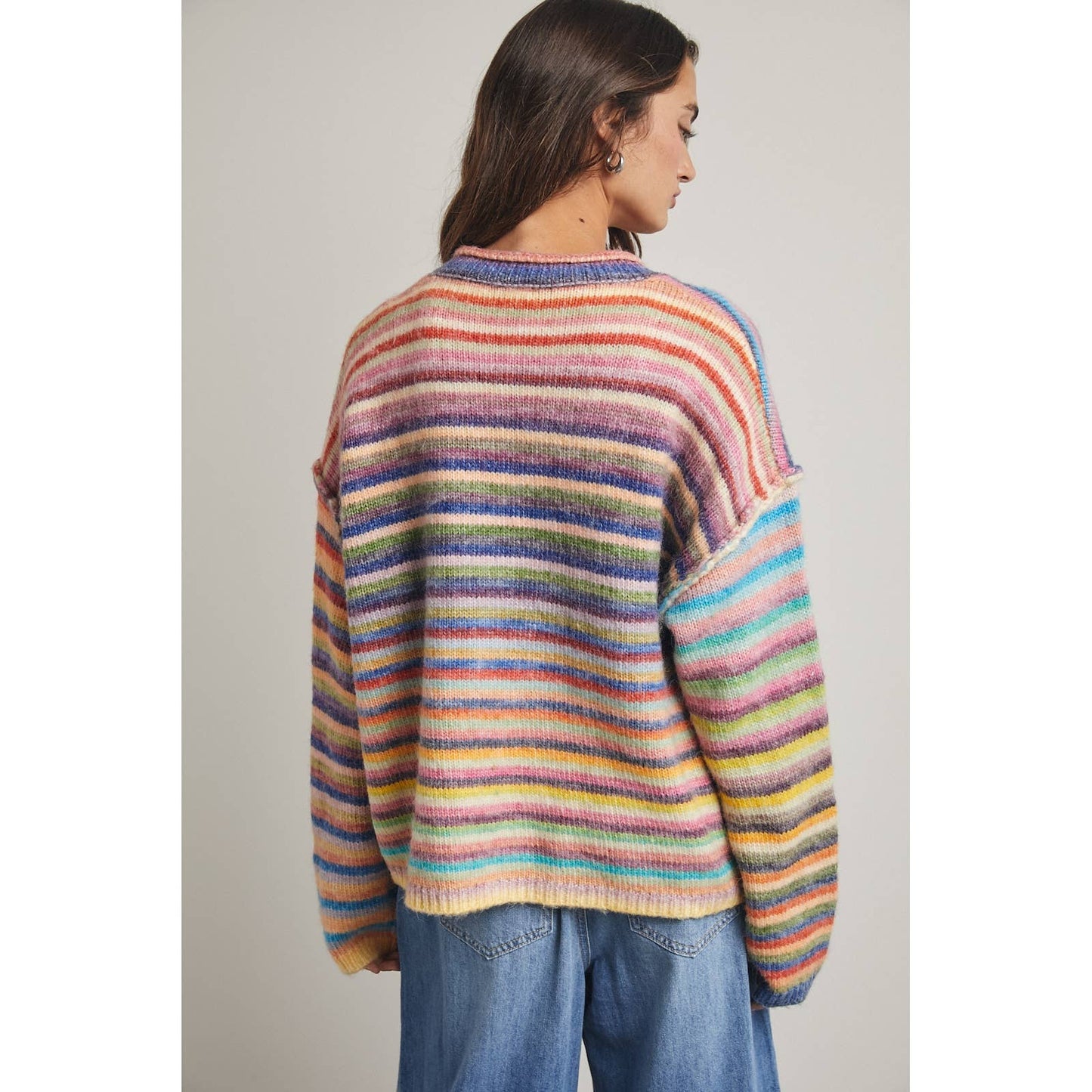 A New Preorder- July 4th  RAINBOW BUTTON-UP KNIT SWEATER CARDIGAN /SKY/PURPLE