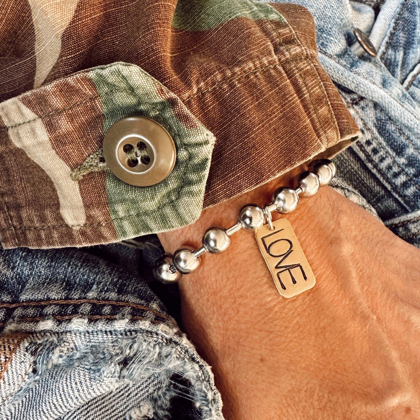 Mixed Metal LOVE Bracelet: 8"
