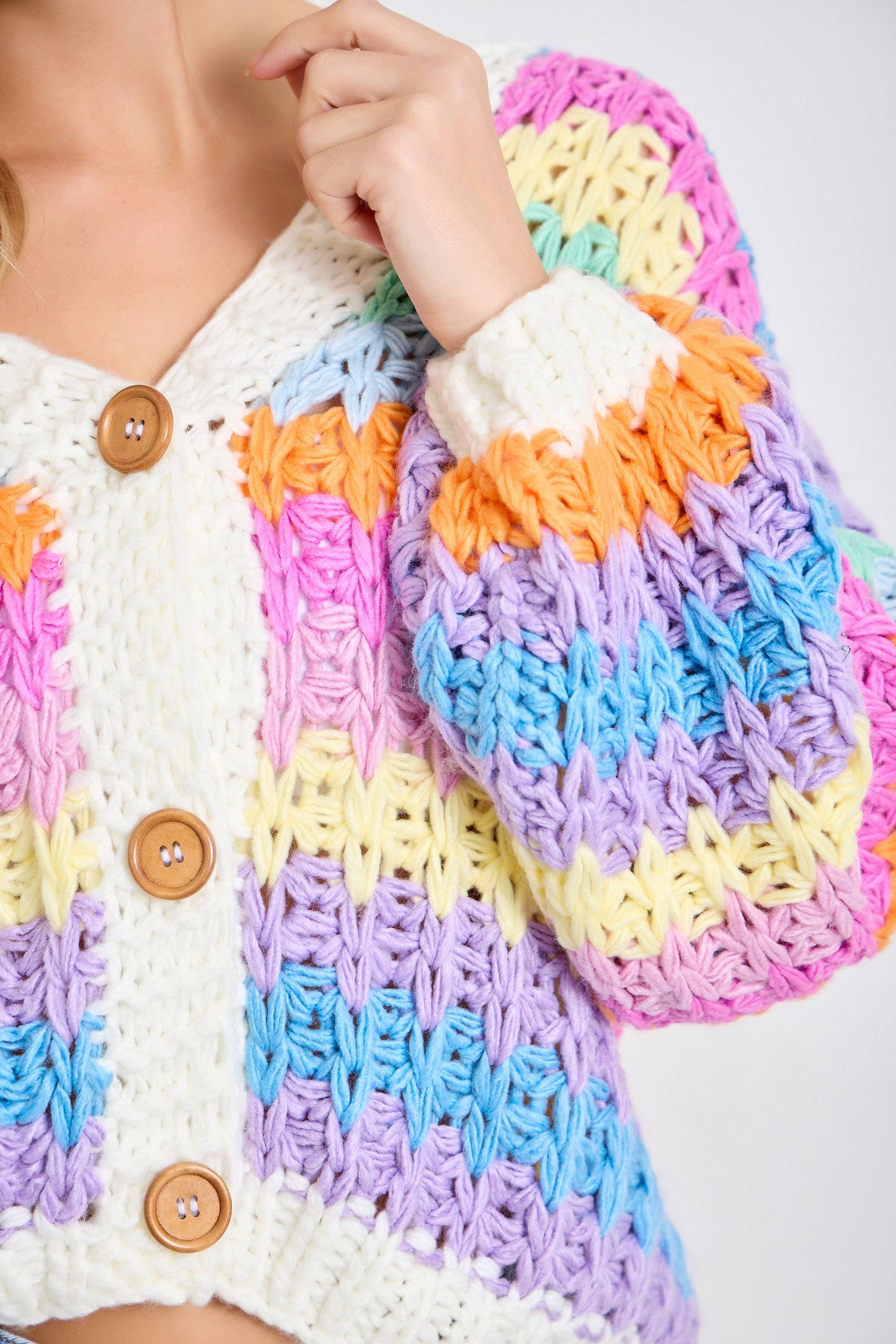 A New Arrival Rainbow Chunky Knit Oversized Cardigan: RAINBOW 🌈