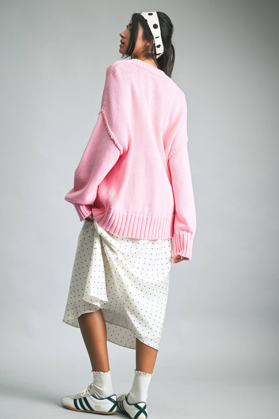 A New Arrival SCOOP NECK DROP SHOULDER KNIT SWEATER