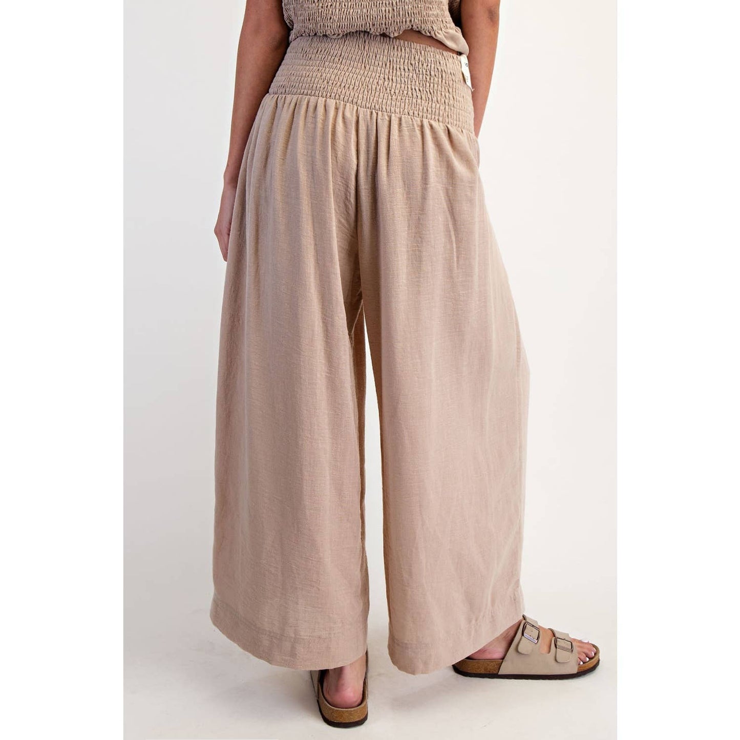 A New Arrival: BAGGY WIDE LEG CROPPED PANTS: Taupe