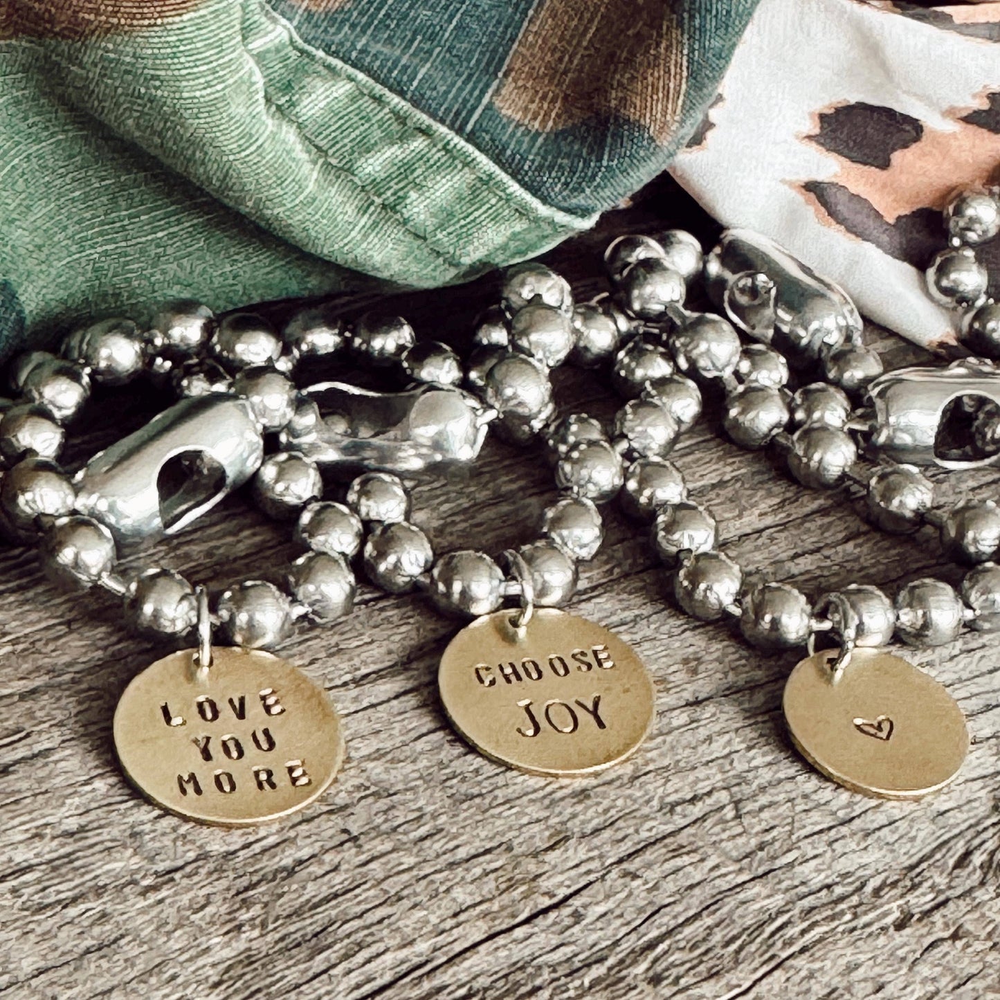 Stainless Steel & Brass Coin Tag Bracelets: 8 / Mama