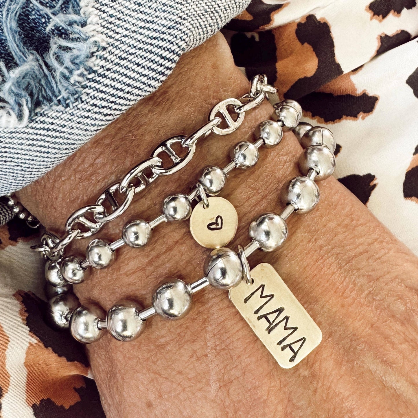 Hand Stamped Mama Tag Bracelet : 7"