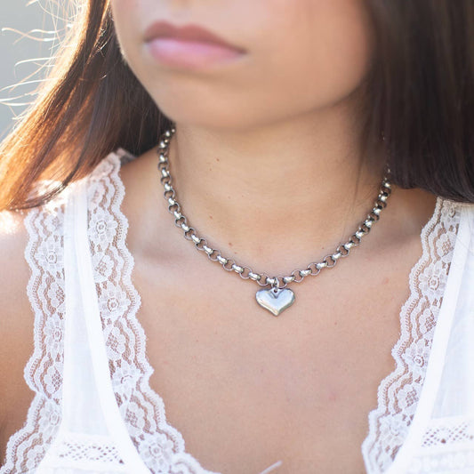 Stainless Steel Heart Necklace : 16"