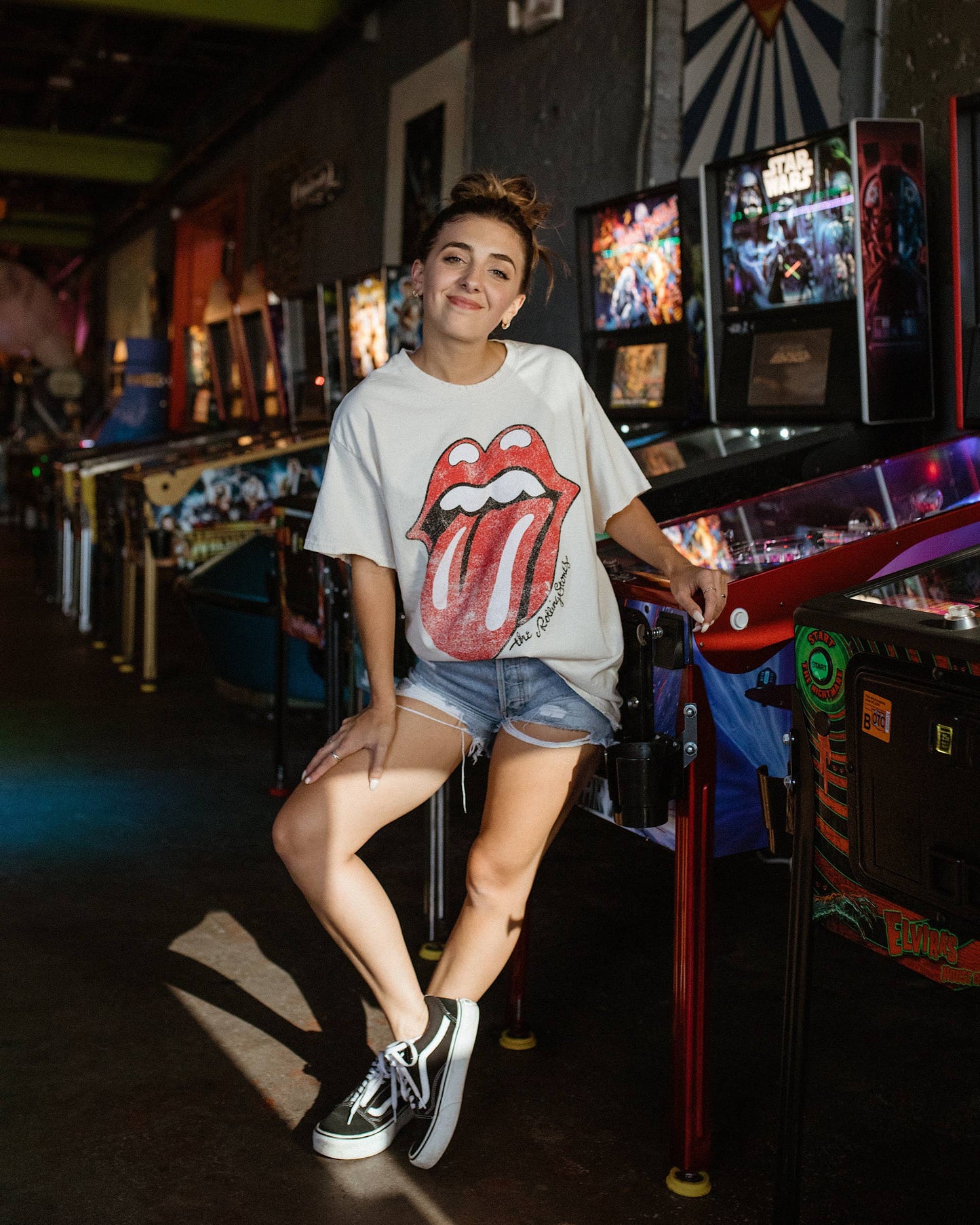 Rolling Stones Lick Off White Thrifted Licensed Graphic Tee: