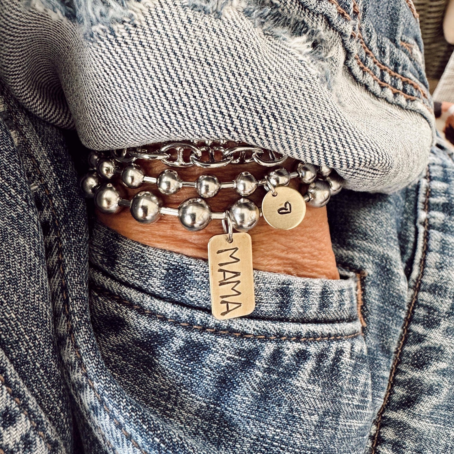 Hand Stamped Mama Tag Bracelet : 7"