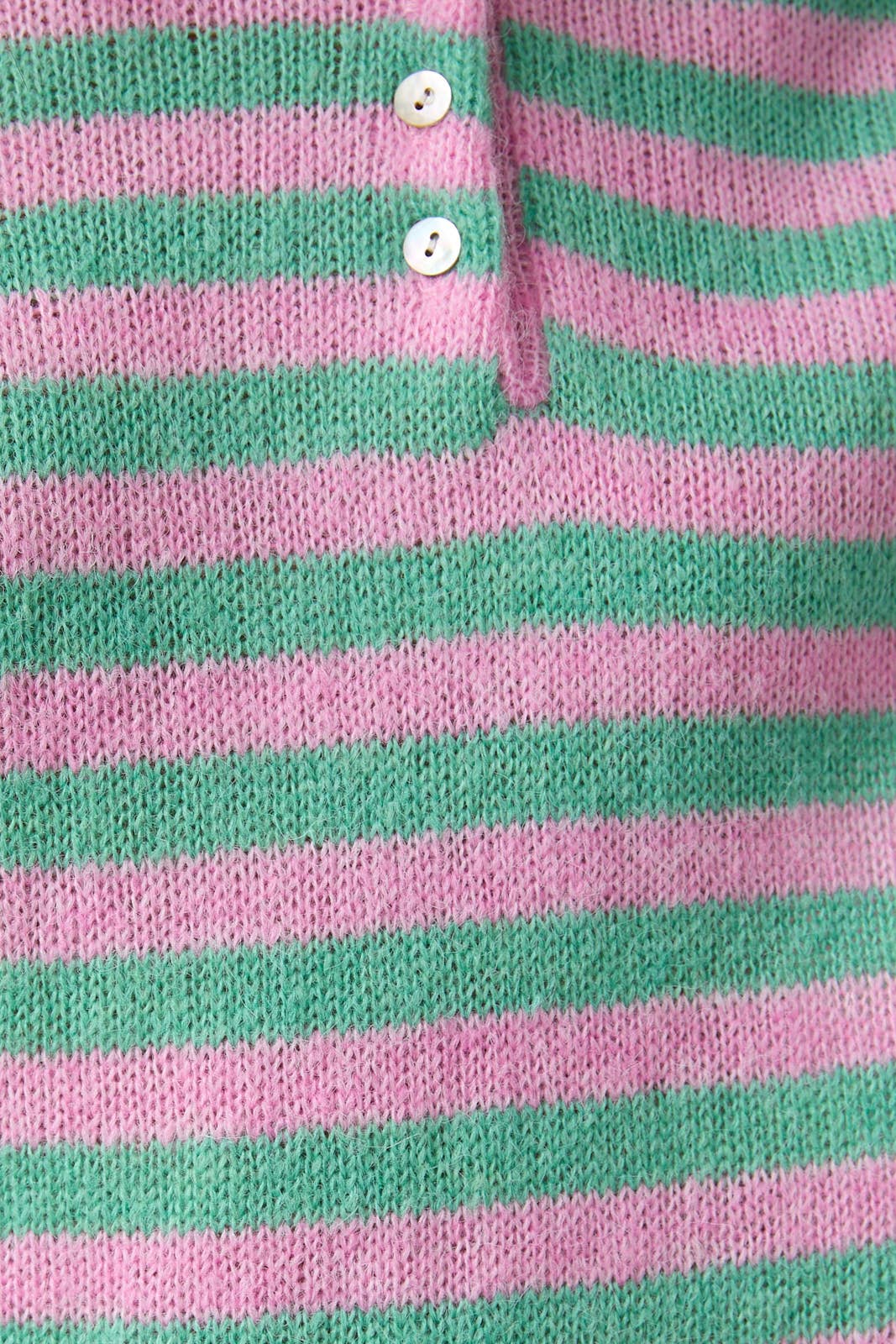 A New Arrival                 LONG SLEEVE ROLLED HEMLINE DETAIL STRIPE HALF BUTTON SWEATER: BLUE-YELLOW STRIPE