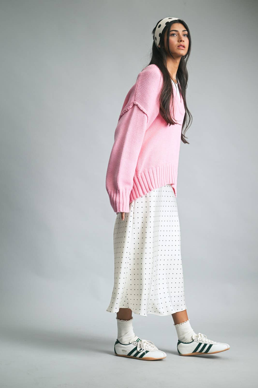 A New Arrival SCOOP NECK DROP SHOULDER KNIT SWEATER