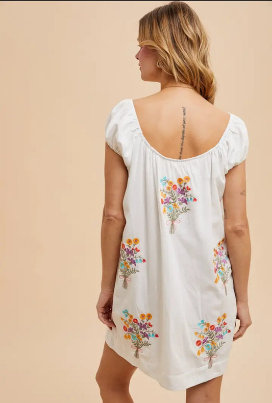 A New Arrival Embroidered Floral Mini Dress