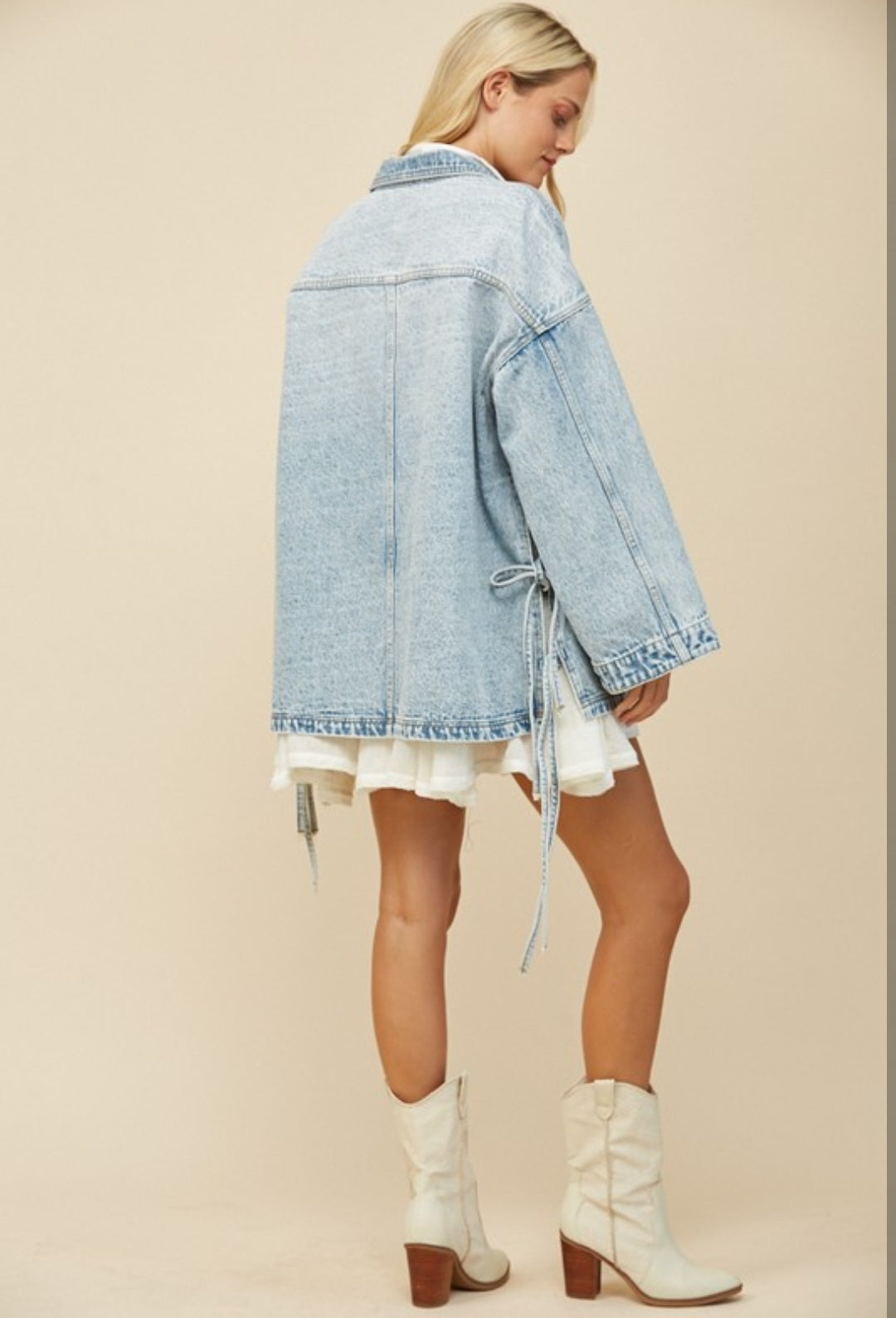 Boho Side Tie O/S Denim Jacket