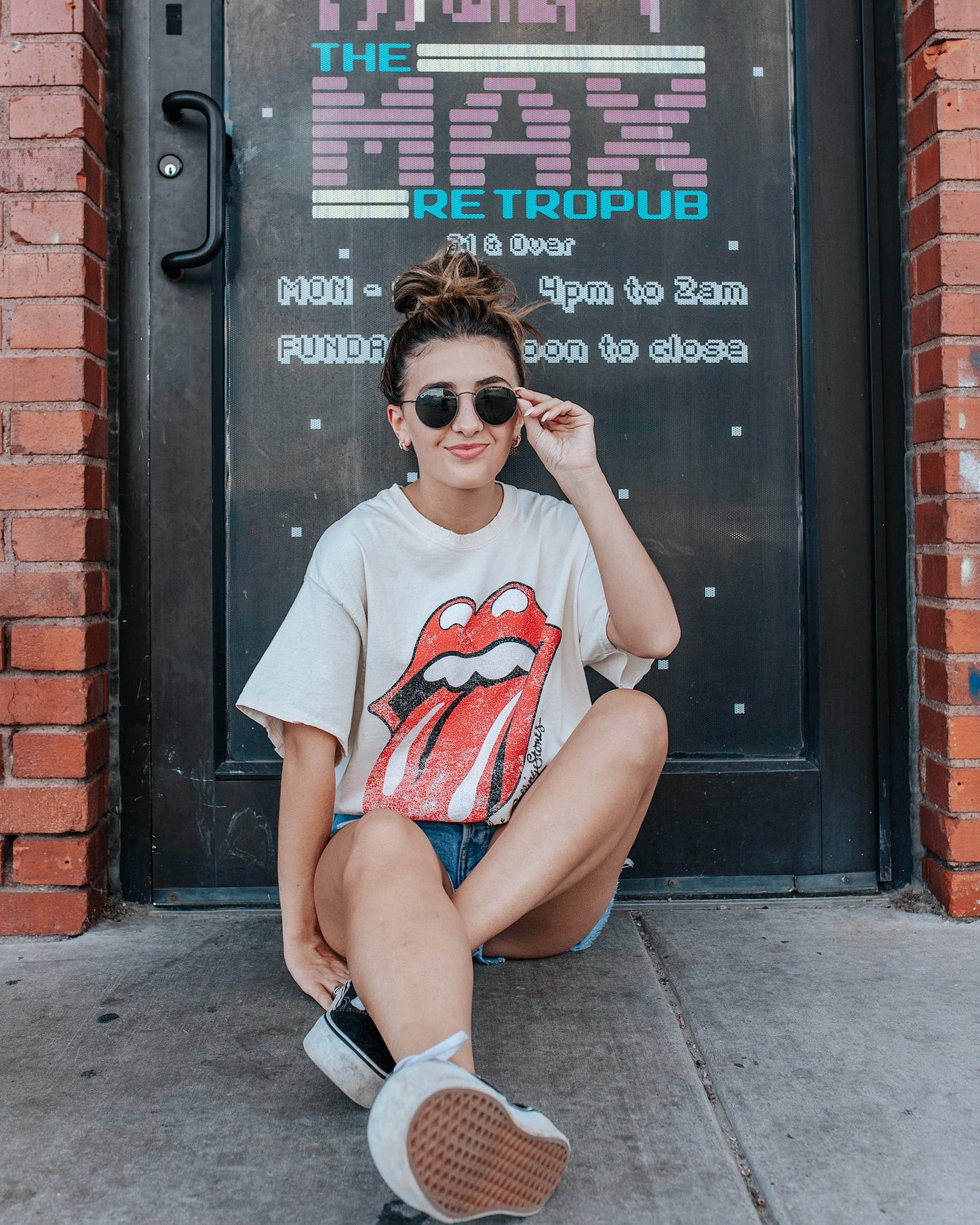 Rolling Stones Lick Off White Thrifted Licensed Graphic Tee: