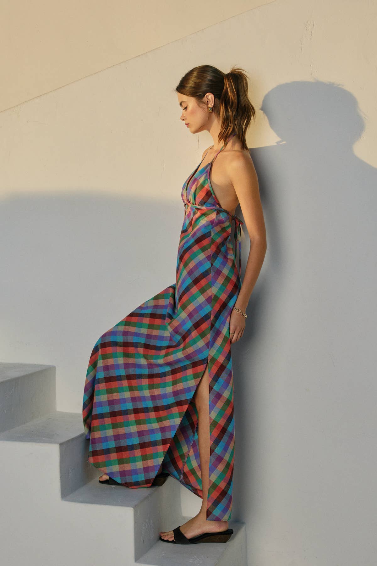 A New Arrival               Vibrant Vines Triangle Top Halter Maxi Dress: ROMANTIC PEONY