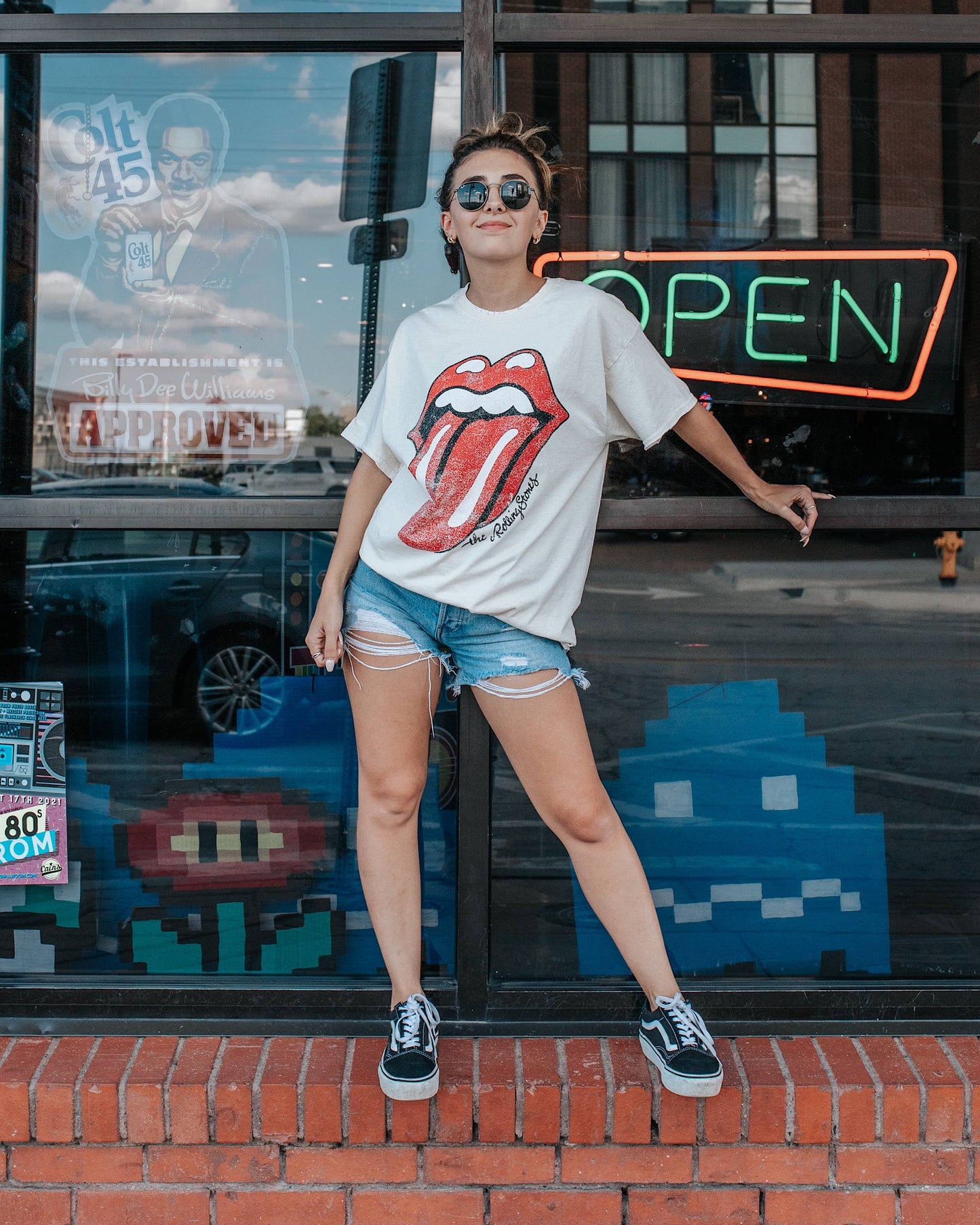 Rolling Stones Lick Off White Thrifted Licensed Graphic Tee: