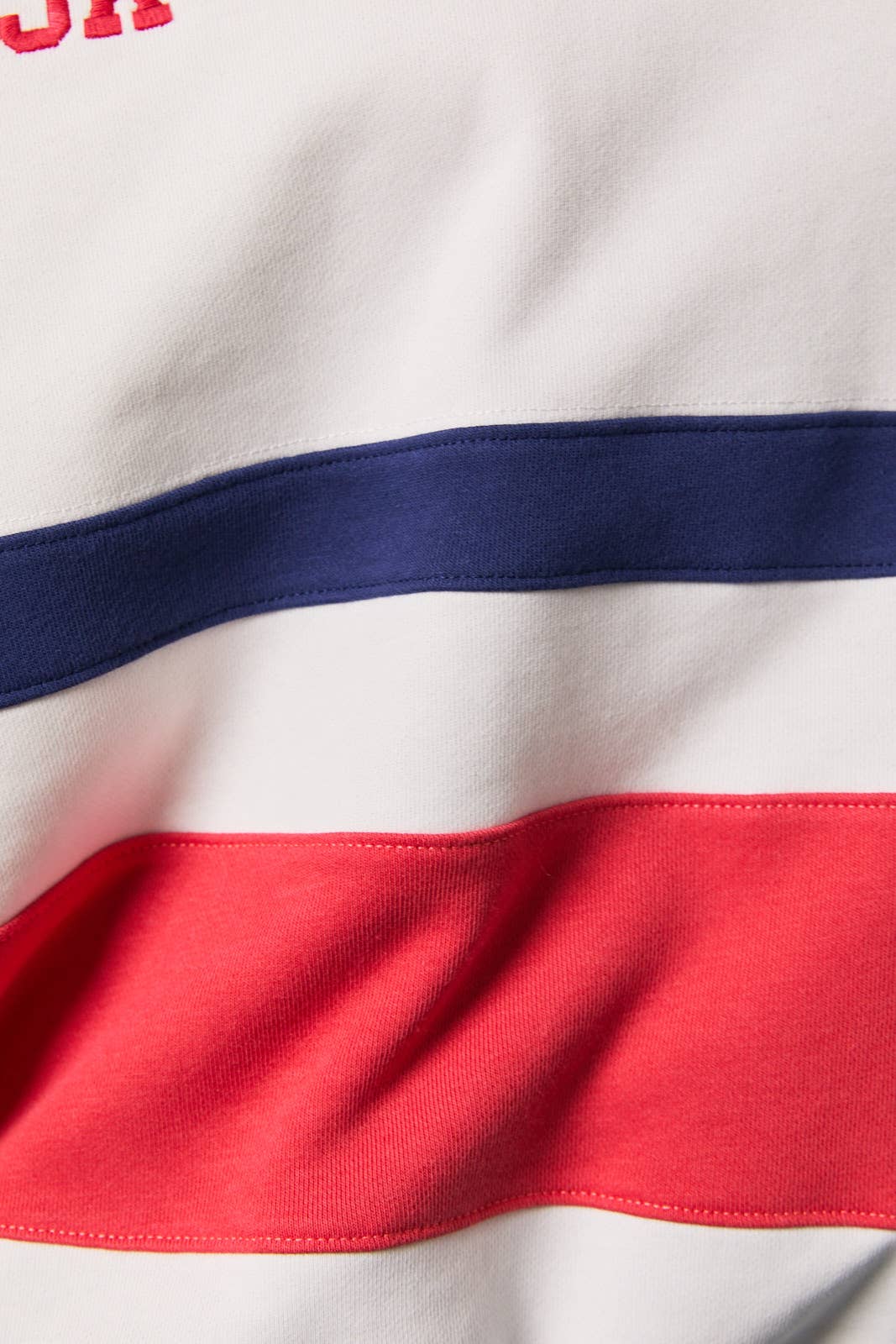 A New Arrival: LONG SLEEVE CREW NECK COLOR BLOCK OVERSIZED SWEATSHIRT: WHITE-RED-NAVY