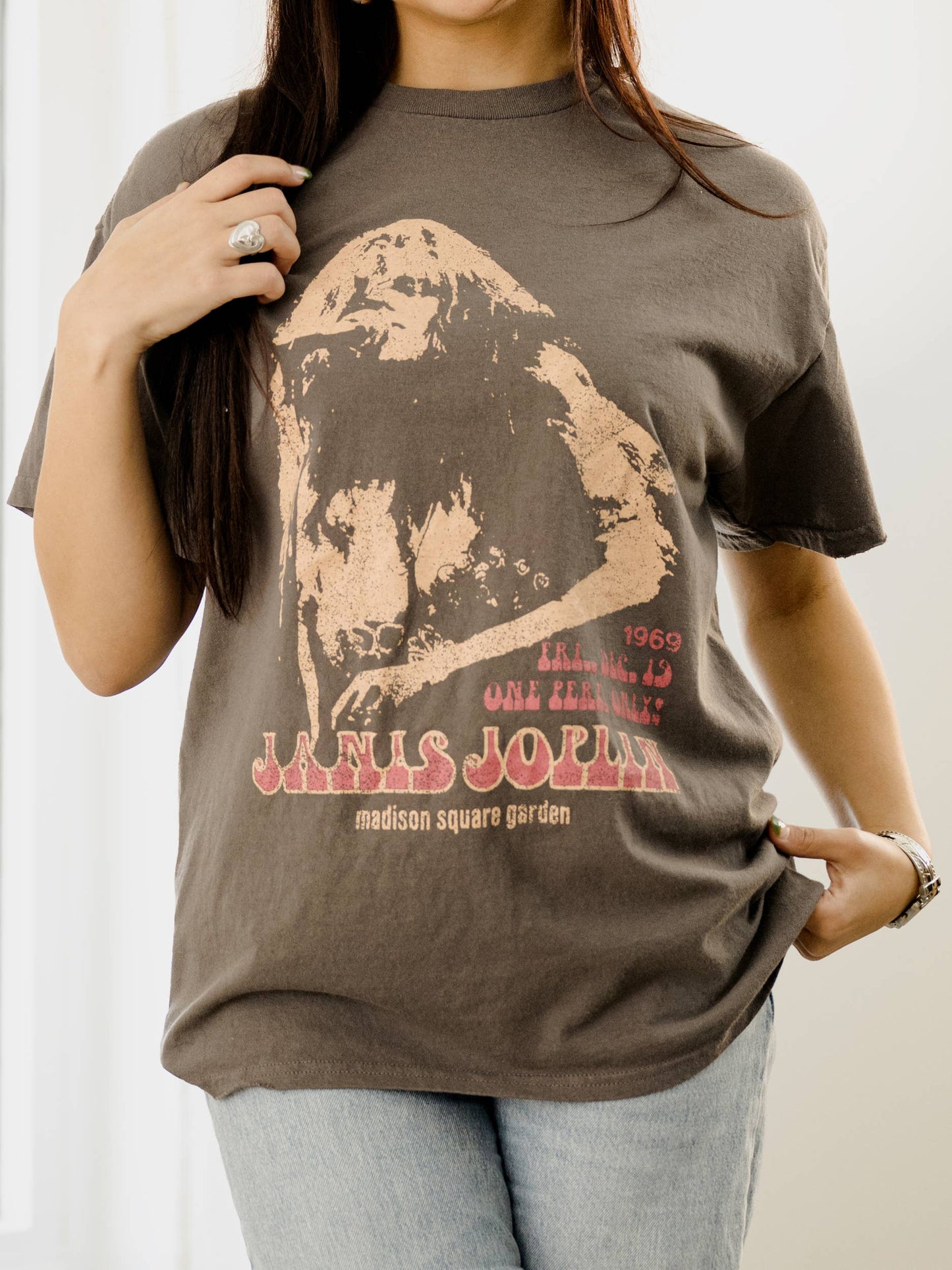 Janis Joplin Madison Square Garden Charcoal Thrifted Tee: