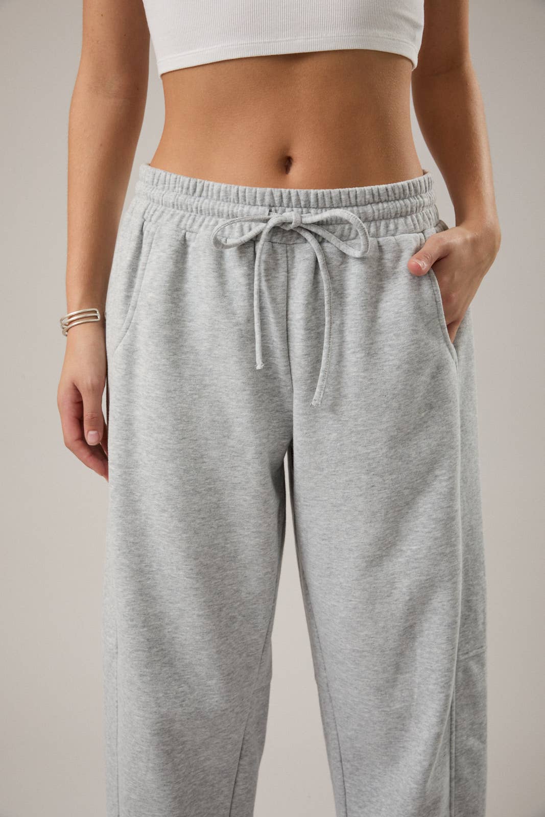 LOW WAIST BARREL SWEATPANTS: H GREY