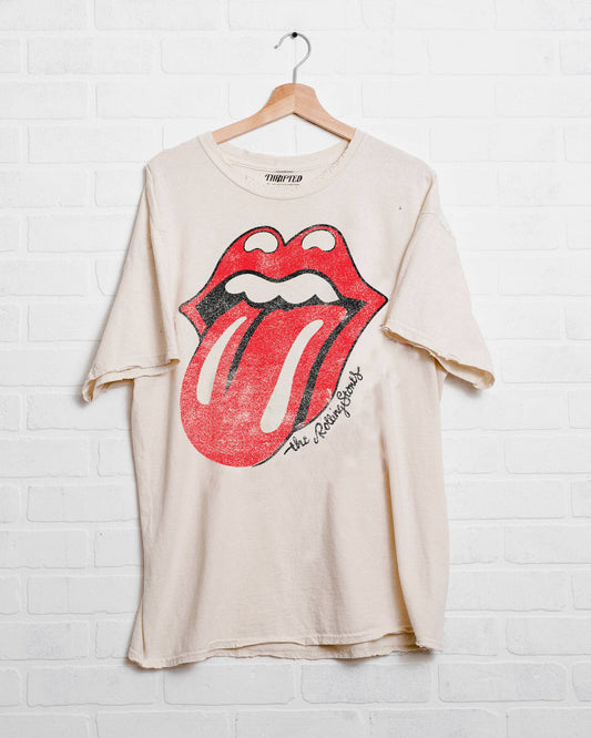 Rolling Stones Lick Off White Thrifted Licensed Graphic Tee: