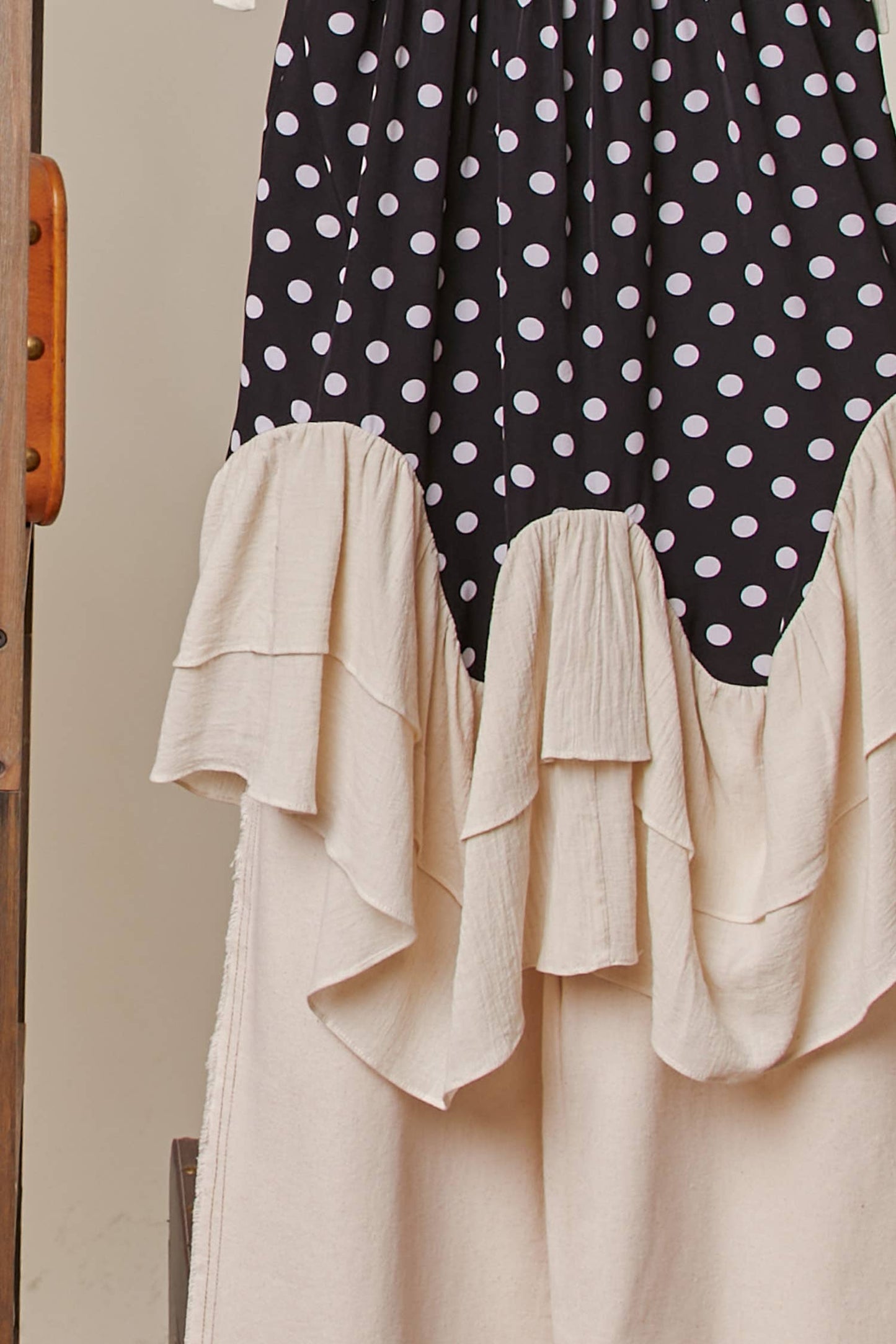 A New Arrival Polka Dot  Layered Tunic: Black