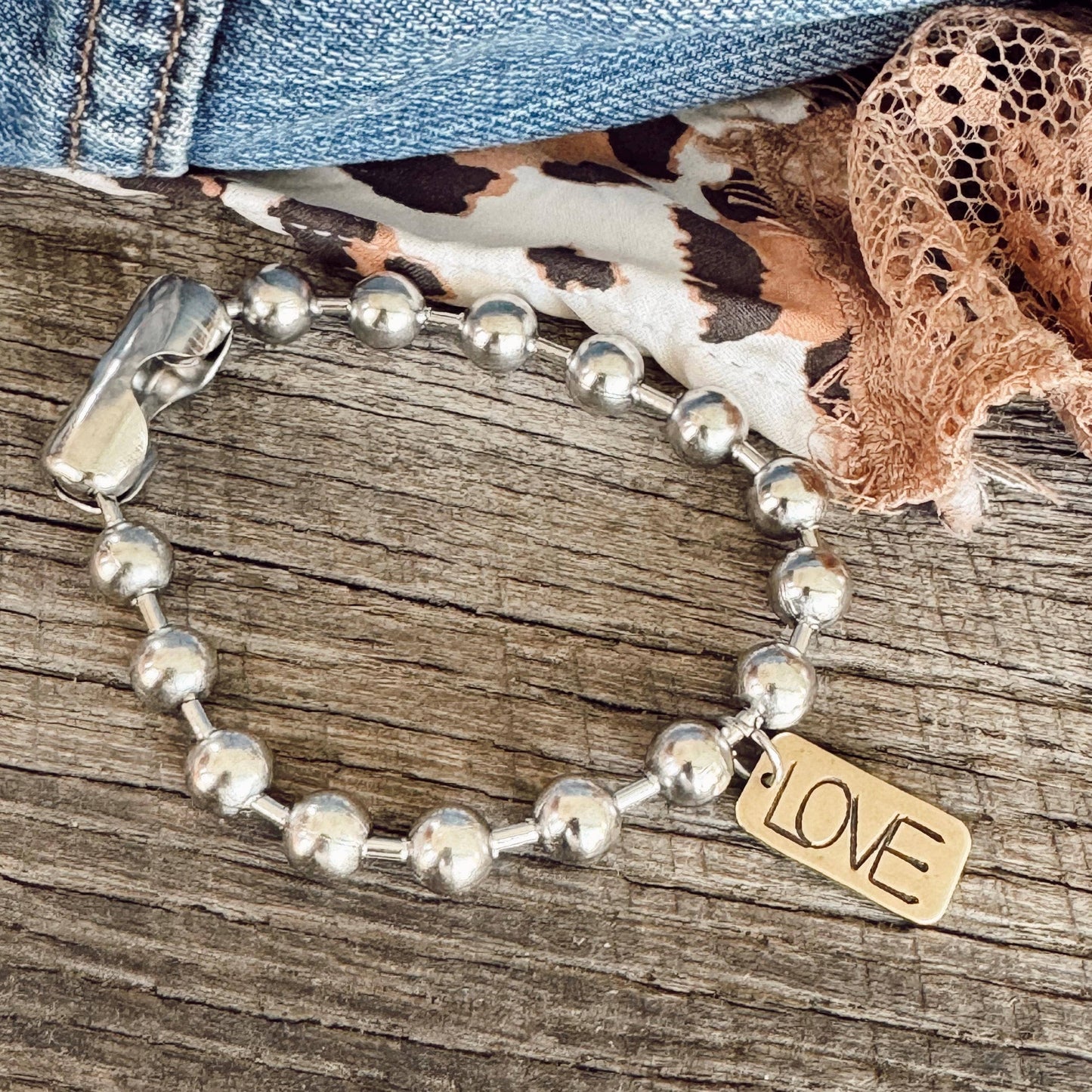 Mixed Metal LOVE Bracelet: 8"