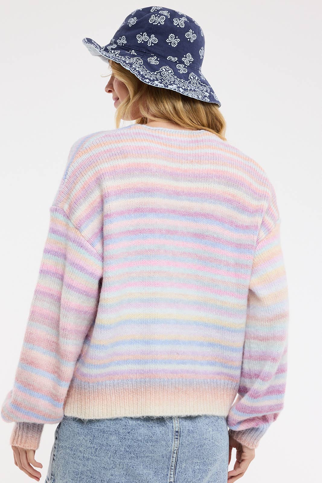 A New Arrival           RAINBOW FRONT TIE KNIT CARDIGAN BUBBLEGUM/MINT