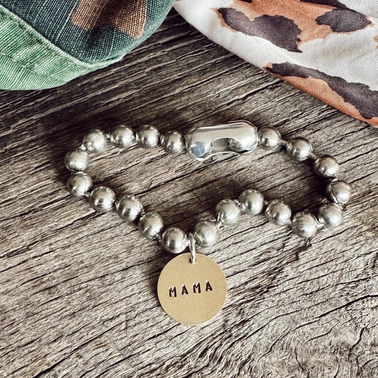 Stainless Steel & Brass Coin Tag Bracelets: 8 / Mama