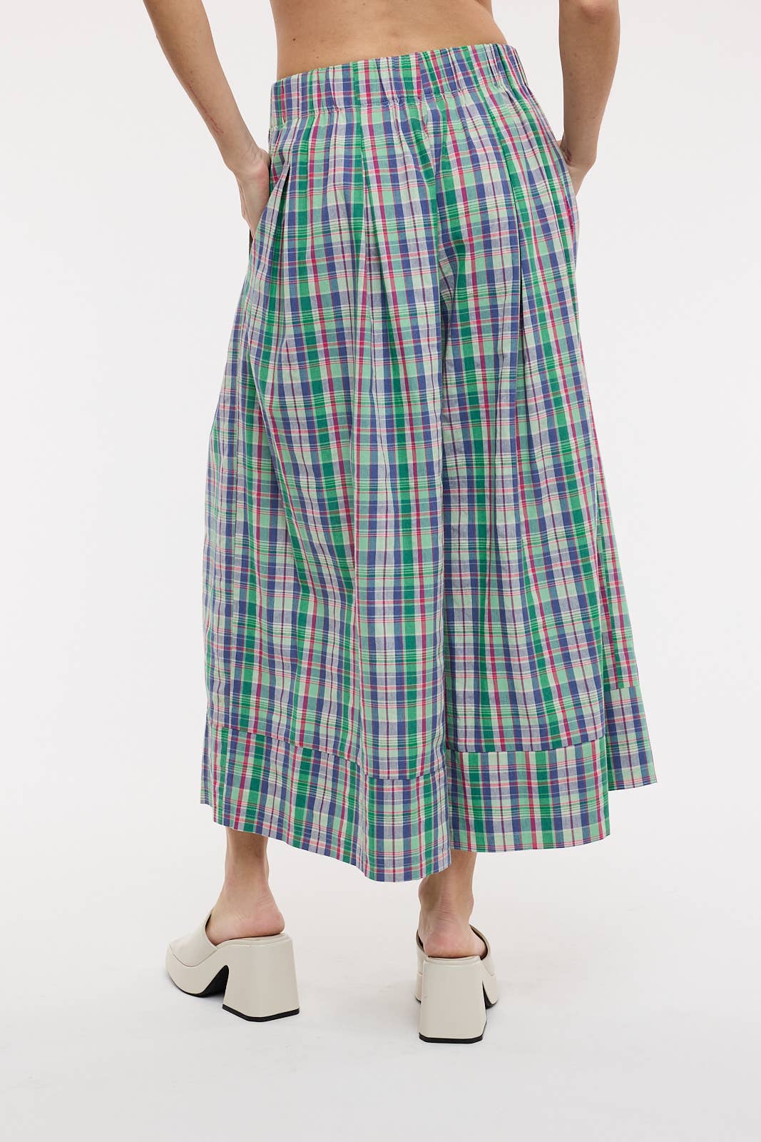 A New Arrival: PLAID WIDE LEG PANTS / GREEN COMBO