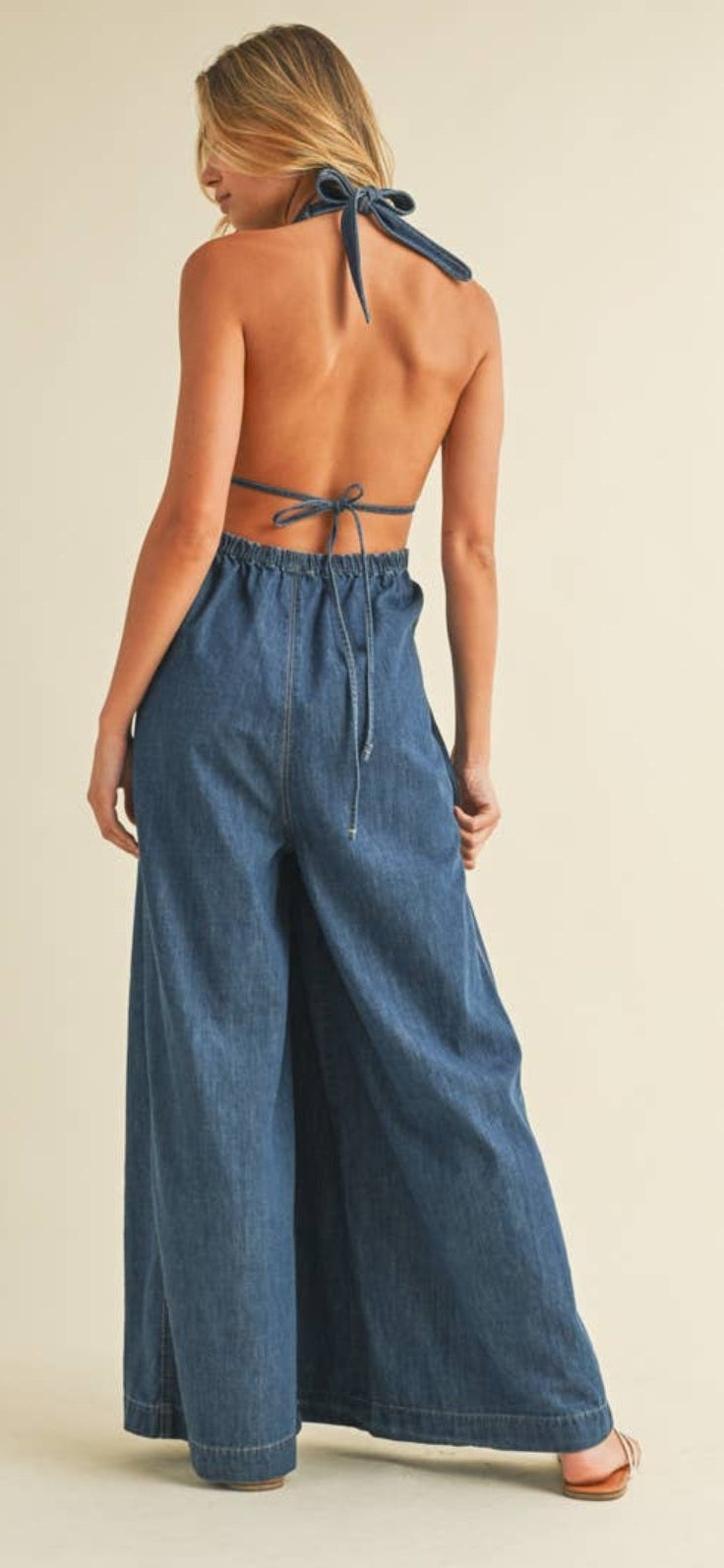 A New Arrival                Denim Halter Jumpsuit